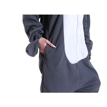 dressfan Unisex Adult Animal Grey Shark Onesie Cosplay Costume Halloween Christmas Family Couple Pajamas for Women Men,S