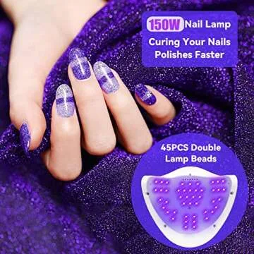 Mdismart UV LED Nail Lamp, 150W UV Gel Nail Light for Curing Acrylic& Gel Nails Polish, 4 Timer Setting, Motion Sensor Professional Nail Dryer for Beginner Use at Home and Salon