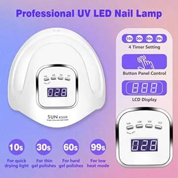 Mdismart UV LED Nail Lamp, 150W UV Gel Nail Light for Curing Acrylic& Gel Nails Polish, 4 Timer Setting, Motion Sensor Professional Nail Dryer for Beginner Use at Home and Salon
