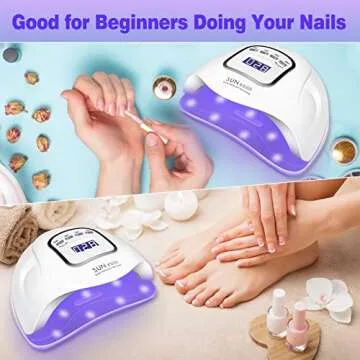 Mdismart UV LED Nail Lamp, 150W UV Gel Nail Light for Curing Acrylic& Gel Nails Polish, 4 Timer Setting, Motion Sensor Professional Nail Dryer for Beginner Use at Home and Salon