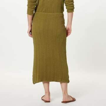 The Drop Women's Makayla Crochet Midi Skirt, Olive Oil, S