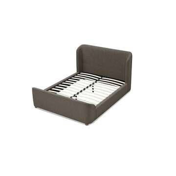 Modus Furniture Solid Wood Upholstered Platform Bed, Queen (U.S. Standard), Kiki - Pumpernickel Boucle