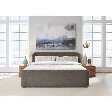 Modus Furniture Solid Wood Upholstered Platform Bed, Queen (U.S. Standard), Kiki - Pumpernickel Boucle