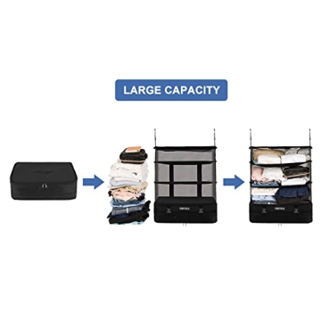 TABITORA Travel Luggage Organizer with Hanging Shelves and Storage