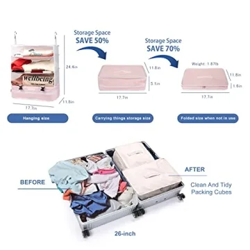 TABITORA Travel Luggage Organizer with Hanging Shelves and Storage