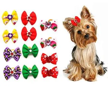 Yagopet 50pcs Cute Dog Hair Bows with Rubber Bands