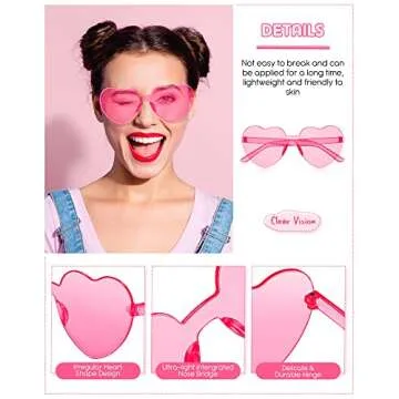 TOODOO Heart Shaped Sunglasses for All Ages in Bulk