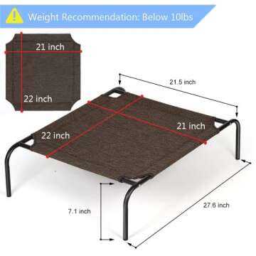 HAITRAL Elevated Pet Bed - Breathable Raised Cot Bed for Small Cats & Dogs - Indoor or Outdoor Summe...