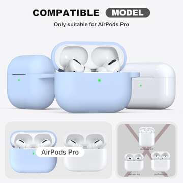R-fun for AirPods Pro 2nd/1st Generation Case with Cleaner Kit,Soft Silicone Protective Case Cover for Apple AirPod Pro 2/1 for Women Men,AirPods Pro Case Accessories with Keychain,Sky Blue