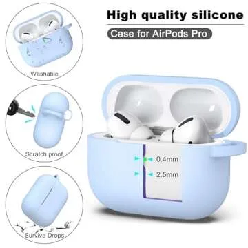 R-fun for AirPods Pro 2nd/1st Generation Case with Cleaner Kit,Soft Silicone Protective Case Cover for Apple AirPod Pro 2/1 for Women Men,AirPods Pro Case Accessories with Keychain,Sky Blue