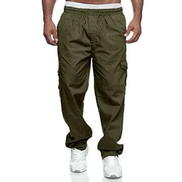 WZIKAI Mens Cargo Pants Relaxed Fit Drawstring Joggers Sweatpants for Men Workout Casual Long Trouse...
