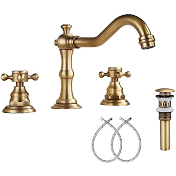 GGStudy 8 inch 2 Handles Widespread Bathroom Sink Faucet - Antique Brass Finish