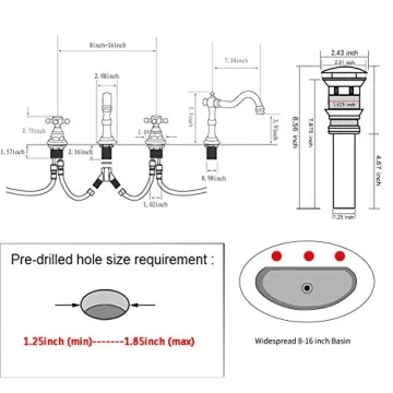GGStudy 8 inch Antique Brass Bathroom Faucet with Drain