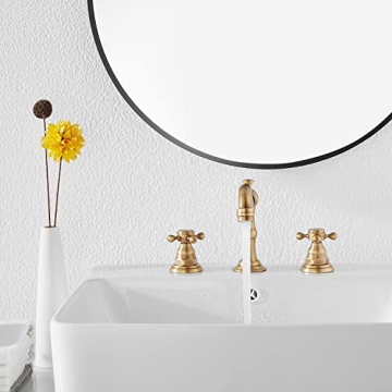 GGStudy 8 inch Antique Brass Bathroom Faucet with Drain