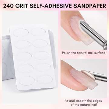 Makartt 240 Grit Sandpaper Sheets, Mini Nail Files Self-Adhesive Sandpaper for Cuticle Pusher Beveled Head, Nail Art Pre-polishing Sand Paper for Nail Prep Manicure Pedicure Salon Home Use(150 pcs)