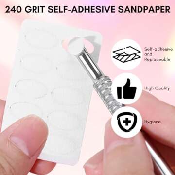 Makartt 240 Grit Sandpaper Sheets, Mini Nail Files Self-Adhesive Sandpaper for Cuticle Pusher Beveled Head, Nail Art Pre-polishing Sand Paper for Nail Prep Manicure Pedicure Salon Home Use(150 pcs)