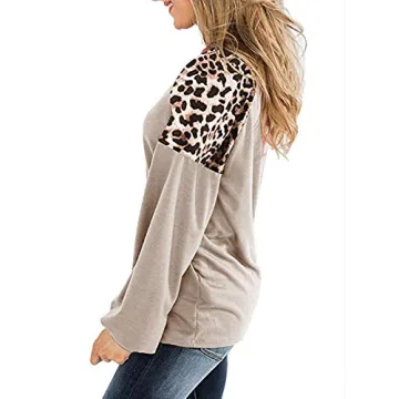 LEIYEE Leopard Print Casual Tunic Tops for Women