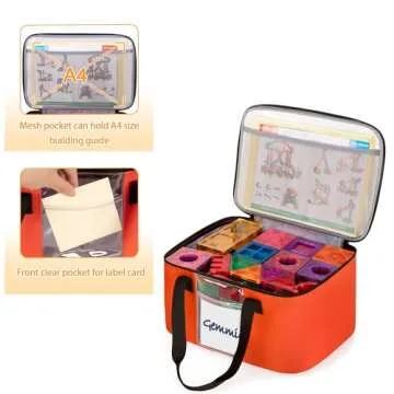 Rexmica 4 Pack Magnetic Tiles Storage Bag for Kids