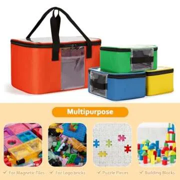 Rexmica 4 Pack Magnetic Tiles Storage Bag for Kids