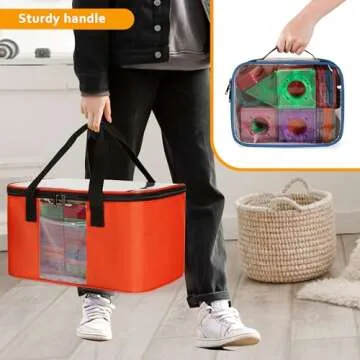 Rexmica 4 Pack Magnetic Tiles Storage Bag for Kids