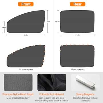 ZATOOTO Car Window Shades, 4 Pack Magnetic Car Side Window Sun Shade for Baby Breathable Mesh Privac...