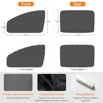 ZATOOTO Car Window Shades - 4 Pack Magnetic Sun Shade for Safety & Comfort