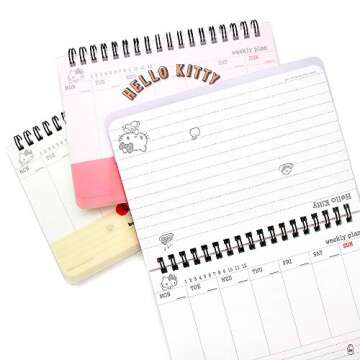 AMOCHY Sanrio Hello Kitty PP Cover Weekly Scheduler/Memo Pad/Planner 1pc (4 Designs) (Pink) A5 2021 ...