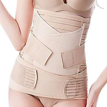 3 in 1 Postpartum Support Shapewear Slimming Girdle Recovery Belly/Waist/Pelvis Wrap Trimmer Belt for Postnatal, Pregnancy, Maternity, One Size