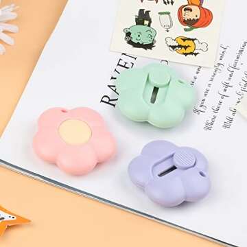 DAZAIGE 9 Pieces Mini Utility Knives Cute Flower Pocket Box Cutters with Slide Locks & Keychain Hole...