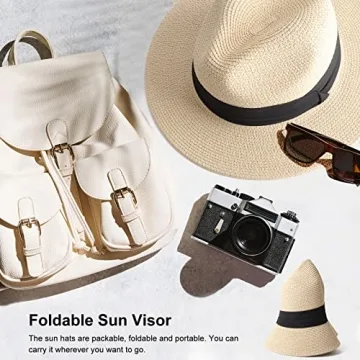 DRESHOW Women Straw Fedora Hat with Adjustable Fit UPF 50+