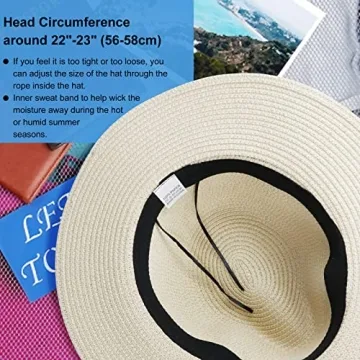 DRESHOW Women Straw Fedora Hat with Adjustable Fit UPF 50+