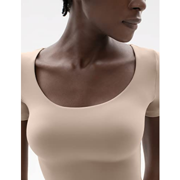 PUMIEY Women's Soft Slim Fit Scoop Neck Tee Shirt