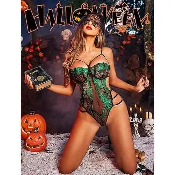 Avidlove Womens Lingeries Sexy Lingerie One Piece Teddy Lace Body Suits Naughty Valentines (Green,S)