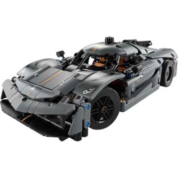 LEGO Technic Koenigsegg Jesko Absolut Grey Hypercar, Sports Car Building Toy Set for Boys and Girls, Vehicle Racing Car for Kids, Buildable Model Kit, Sports Car Toy, Motor Enthusiasts’ Gift, 42173