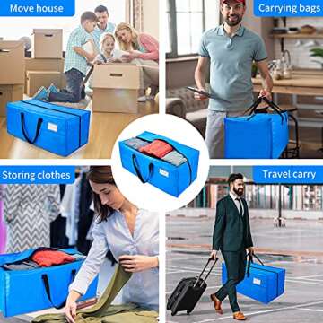 AlexHome Moving Bags Heavy Duty,Extra Large Packing Bags for Moving,Reusable Plastic Moving Totes,Clothes Storage Containers,Compatible with Ikea Frakta Cart (Blue,Set of 5)