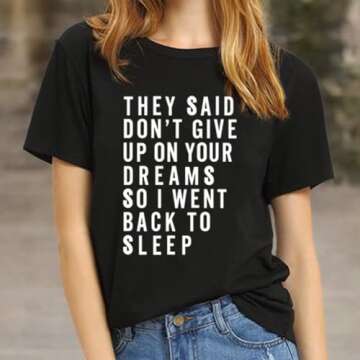 BLACKMYTH Women T Shirt Grahpic Letter tee Shirt Fashion Short Sleeve Tops Summer Black Medium