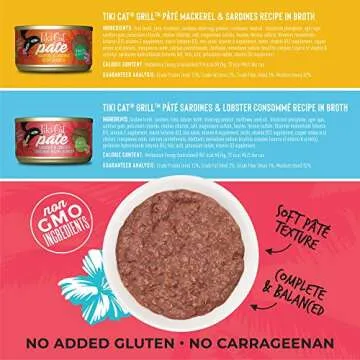 Tiki Cat Grill Pâté Variety Pack, Combinations of Real Flaked Fish, Wet High-Protein & High-Moisture Cat Food, 2.8 oz. Cans (Pack of 12)