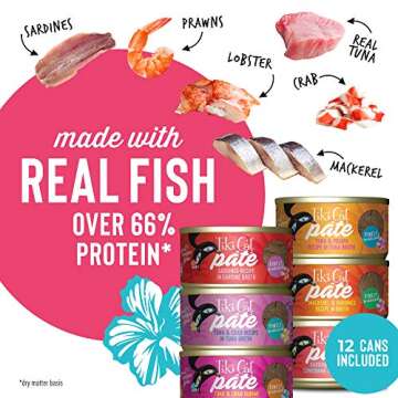 Tiki Cat Grill Pâté Variety Pack, Combinations of Real Flaked Fish, Wet High-Protein & High-Moisture Cat Food, 2.8 oz. Cans (Pack of 12)