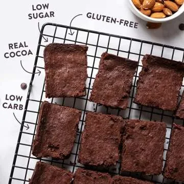 HighKey Keto Brownie Dessert Mix - Chocolate Chip Fudge Brownie Baking Mix - 9oz - Chocolate Low Carb Snacks Gluten Free Brownies Sugar Free Snack Foods Healthy Baking Mixes for Diabetic Diet Fudge Sweets Food Paleo Friendly Treats Desserts