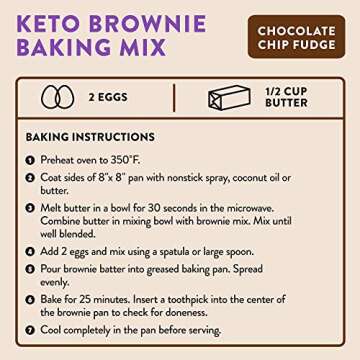 HighKey Keto Brownie Dessert Mix - Chocolate Chip Fudge Brownie Baking Mix - 9oz - Chocolate Low Carb Snacks Gluten Free Brownies Sugar Free Snack Foods Healthy Baking Mixes for Diabetic Diet Fudge Sweets Food Paleo Friendly Treats Desserts