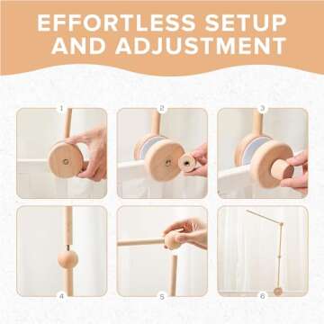 EstyFanZ Crib Mobile ARM - Rotating Wooden Mobile Arm for Crib 33-inch Baby Mobile Hanger Nursery Mobile Stand for Crib