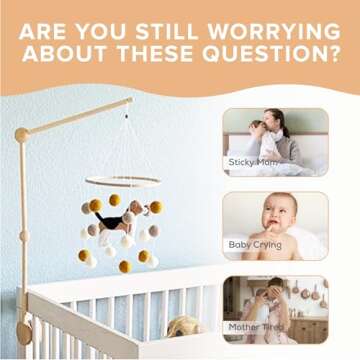 EstyFanZ Crib Mobile ARM - Rotating Wooden Mobile Arm for Crib 33-inch Baby Mobile Hanger Nursery Mobile Stand for Crib