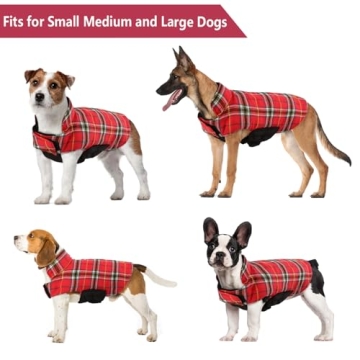 Kuoser Warm Dog Coat Waterproof Reversible Plaid Jacket