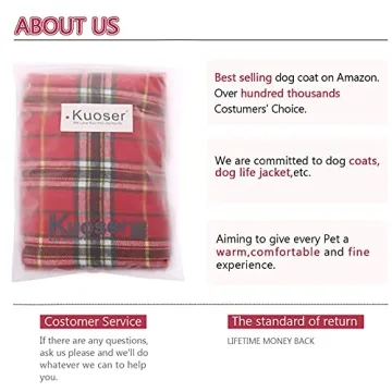 Kuoser Warm Dog Coat Waterproof Reversible Plaid Jacket