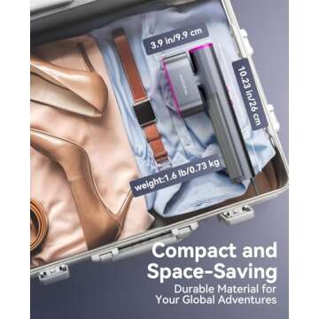 Jack ＆ Rose Travel Steamer for Clothes,100-220V Portable Steamer,15s Heat Up,Steamer ＆ Iron 2 In 1, Travel Size Garment Steamer,Large Ceramic Heat Panel,for Global ＆ Europe Traveling