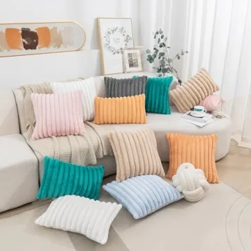 Uhomy Set of 2 Soft Faux Fur Pillow Covers for Home Decor