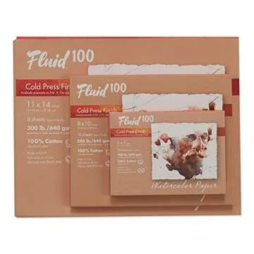 Fluid 100 Watercolor Paper - Premium 300 lb Cotton 10 Sheets