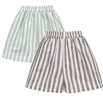 Ashmyova Classic Shorts for Boys Lightweight Cotton Summer Fashion Toddler 2Pcs