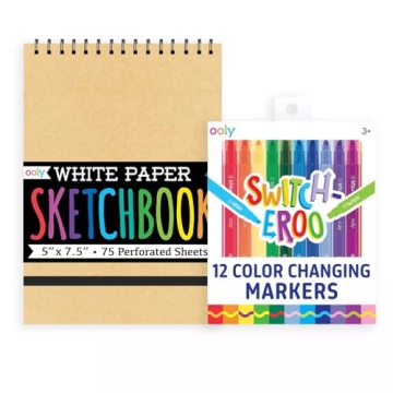 Ooly 12 Pack Switch-eroo Color Changing Markers with Sketchbook for Kids