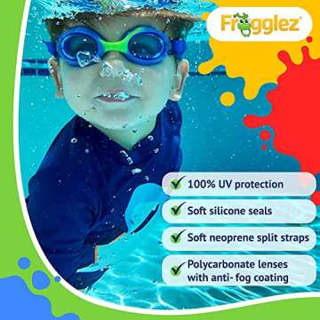 Comfortable Frogglez Swim Goggles for Kids Age 3-10